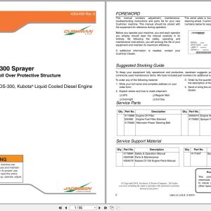 Cushman Sprayer SprayTek DS 300 Parts Manual 4304499 A 2014 (1)