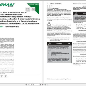 Cushman Top Dresser TD 1500 Safety Operation Maintenance Parts Manual 2702743 2003 ML (1)