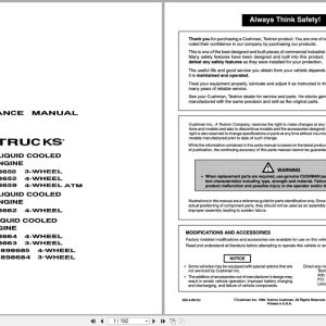 Cushman Utility Vehicle Turf Truck Parts Maintenance Manual 844796R5 (1)