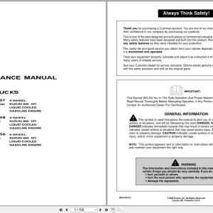 Cushman Utility Vehicle Turf Truckster 898657 to 898656 Parts Maintenance Manual 2701234 (1)