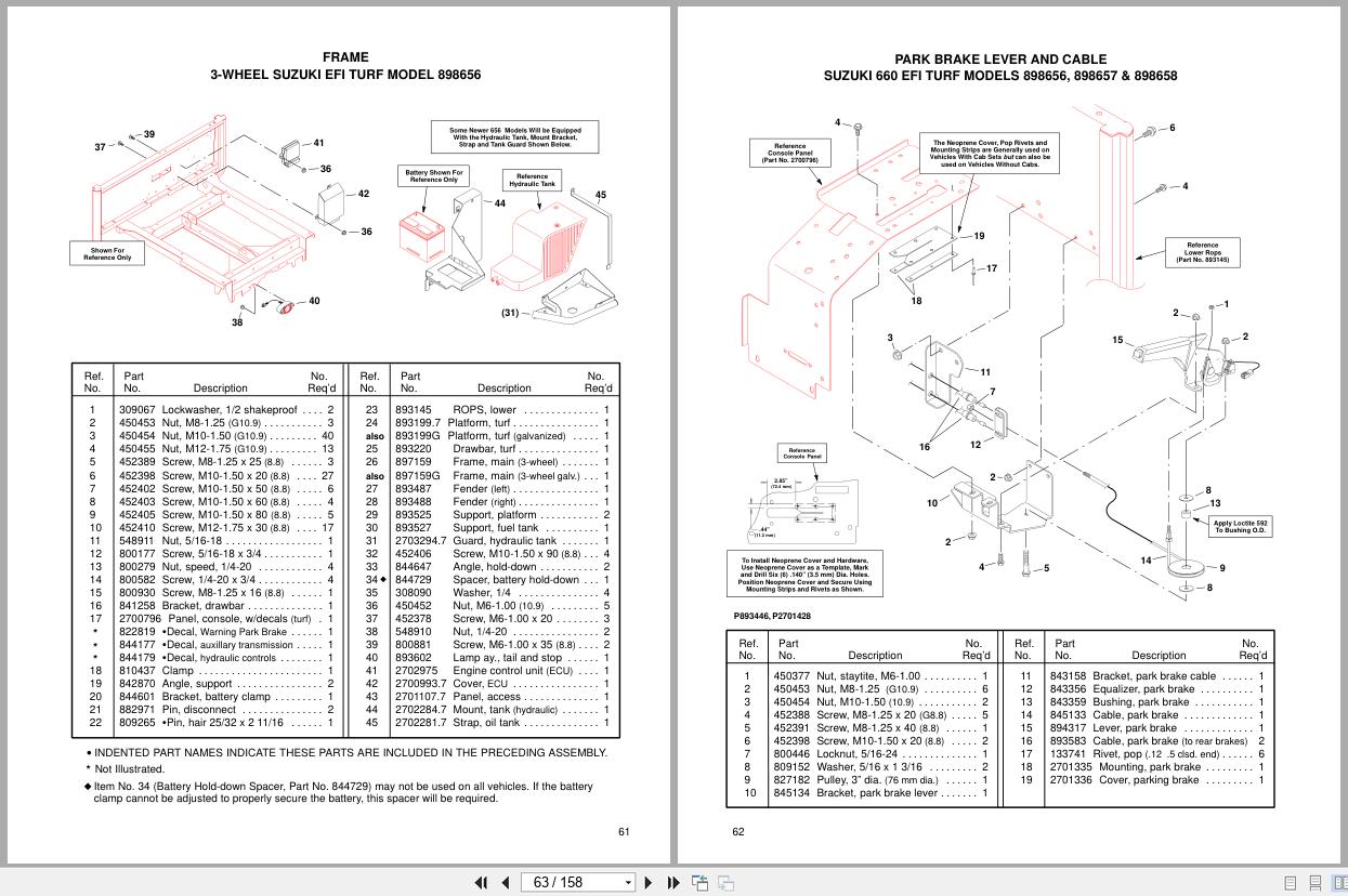Cushman Utility Vehicle Turf Truckster 898657 to 898656 Parts Maintenance Manual 2701234 (3)