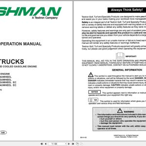 Cushman Utility Vehicle Turf Truckster 898671 to 898695 Safety Operation Manual 4120401 GB (1)