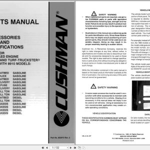 Cushman Utility Vehicle Turf Truckster Haulster 898462 to 898634 Parts Manual 832973 (1)