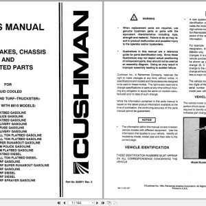 Cushman Utility Vehicle Turf Truckster Haulster 898462 to 898635 Parts Manual 832971 (1)