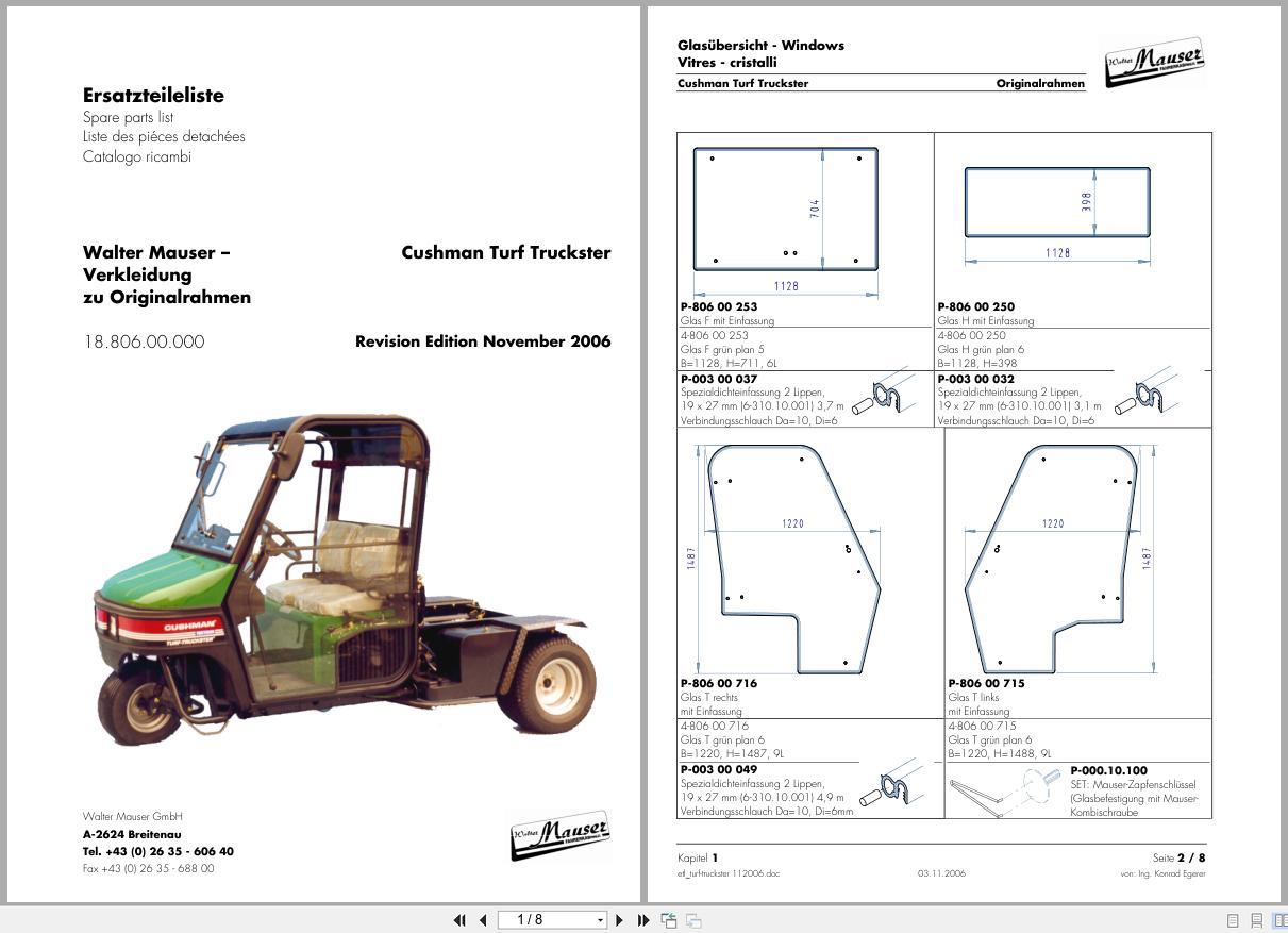 Cushman Utility Vehicle Turf Truckster Parts List 112006 2006 DE EN FR IT (1)