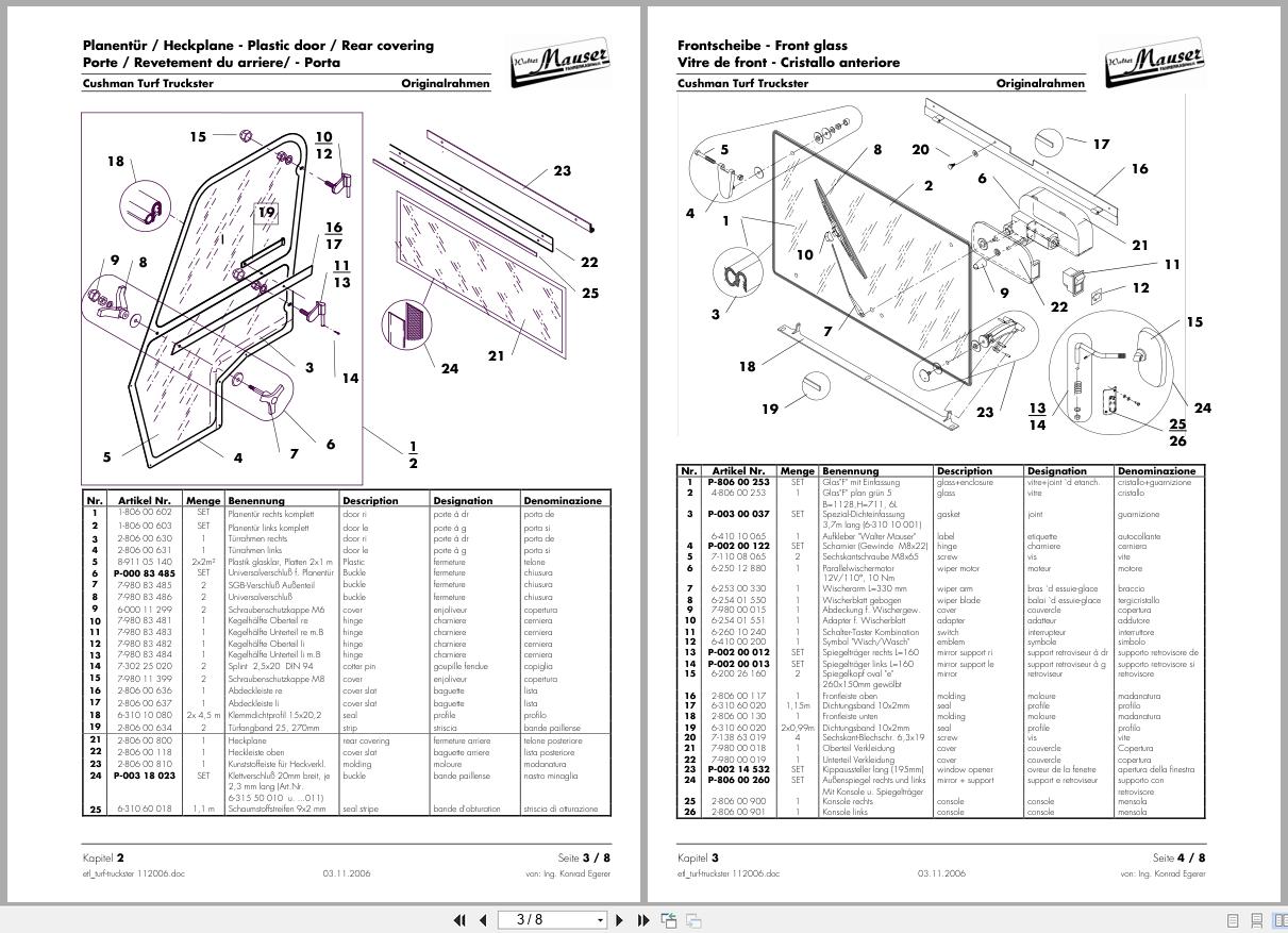 Cushman Utility Vehicle Turf Truckster Parts List 112006 2006 DE EN FR IT (2)