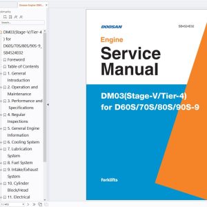 Doosan Engine DM03 Stage V and Tier 4 For D60 9 D70 9 D80 9 90S 9 Service Manual SB4524E02 (1)
