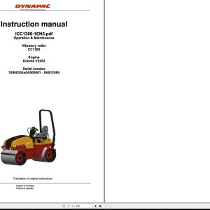 Dynapac Vibratory Roller CC1300 Instruction Manual ICC1300 1EN5 2014 1