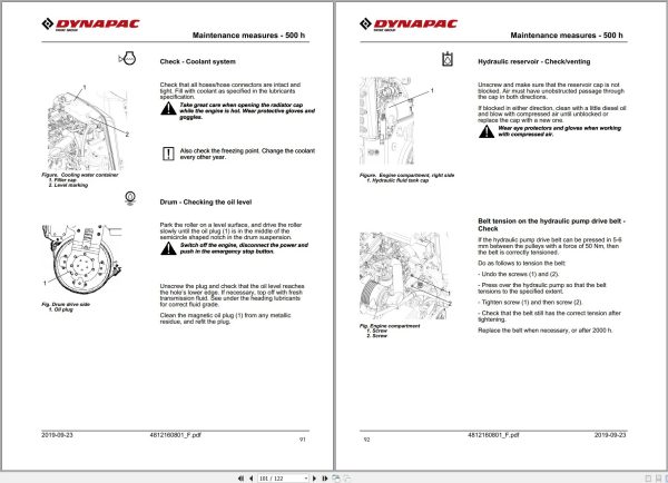 Dynapac Vibratory Roller CC800 CC900 CC1000 Instruction Manual 4812160801 F 2019 2
