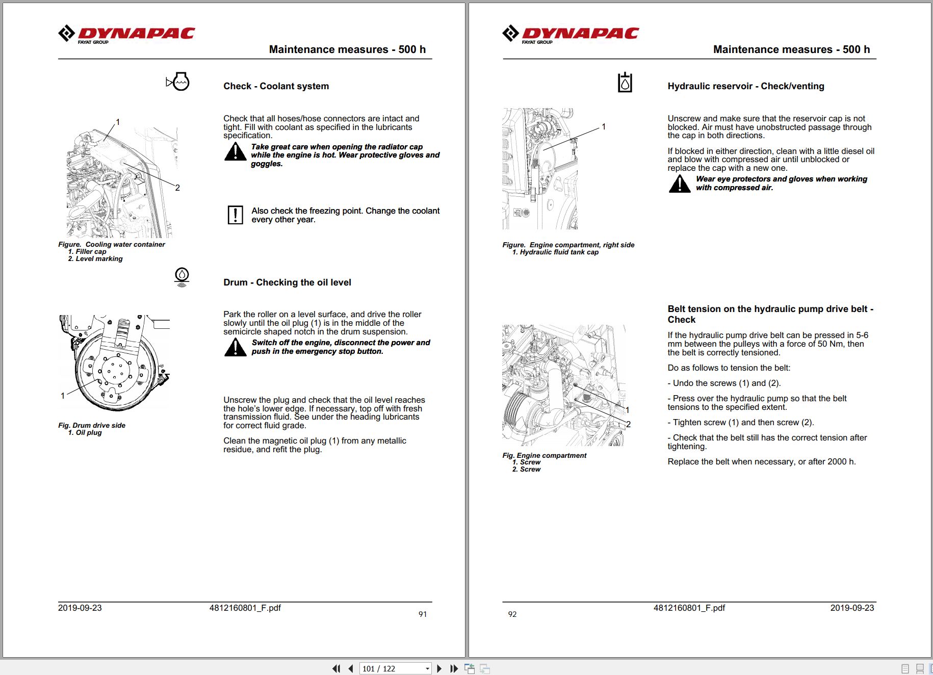 Dynapac Vibratory Roller CC800 CC900 CC1000 Instruction Manual 4812160801 F 2019 2
