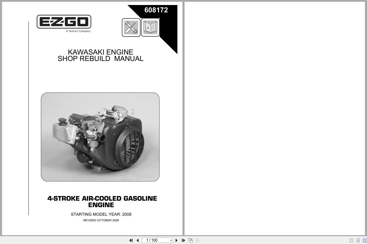 EZGO Kawasaki Engine 4 Stroke Air Cooled Gasoline Engine Shop Rebuild Manual 68172 2008 (1)