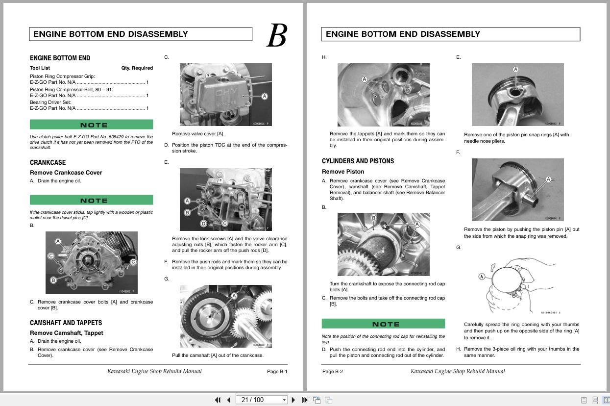 EZGO Kawasaki Engine 4 Stroke Air Cooled Gasoline Engine Shop Rebuild Manual 68172 2008 (2)