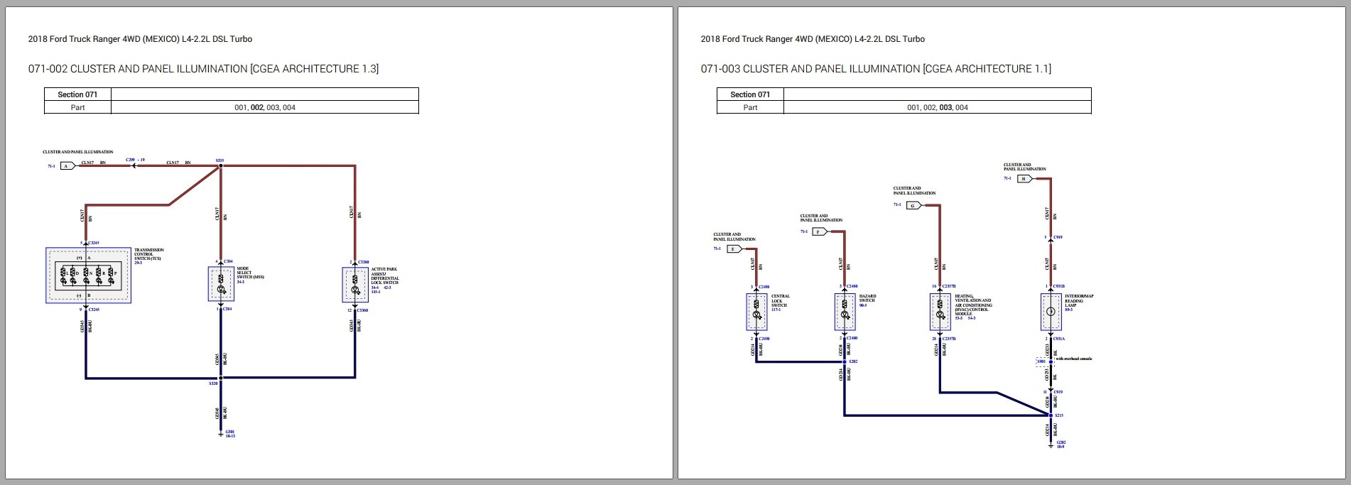Ford Truck Ranger 2018 4WD L4 2.2L DSL Turbo Wiring Diagram 2