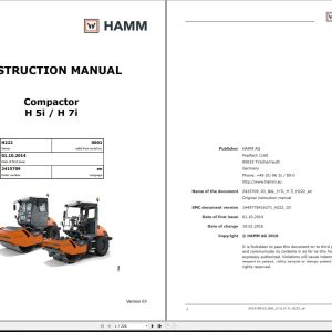Hamm Padfoot Compactor H 5i H 7i Instruction Manual 2415709 2014 1