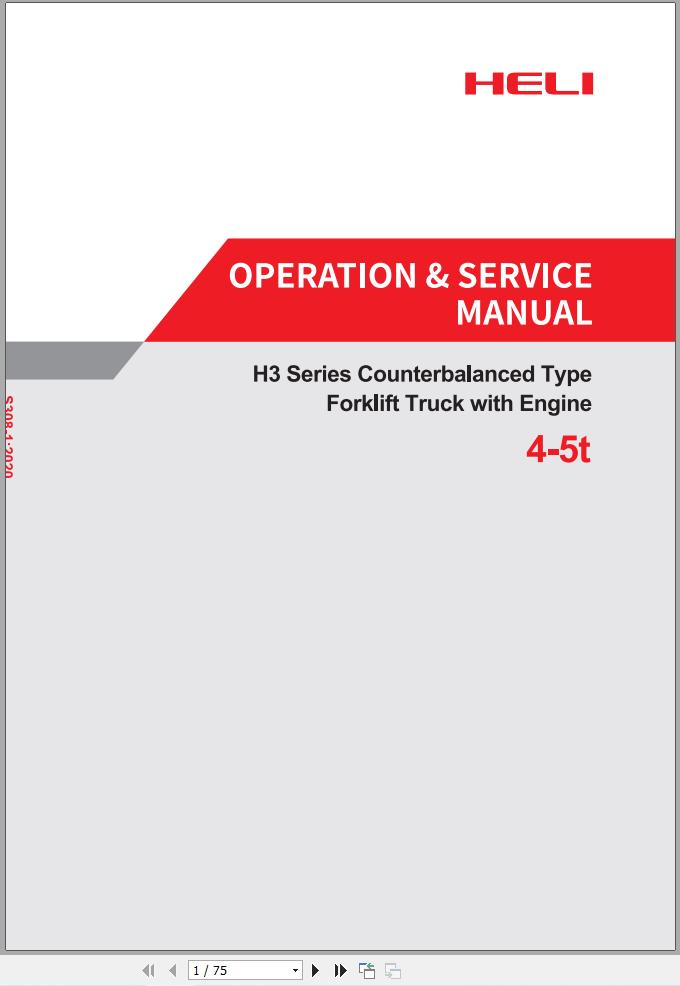 Heli Forklift H3 Series 4 to 5T Parts Operation Service Manual EN ZH 5