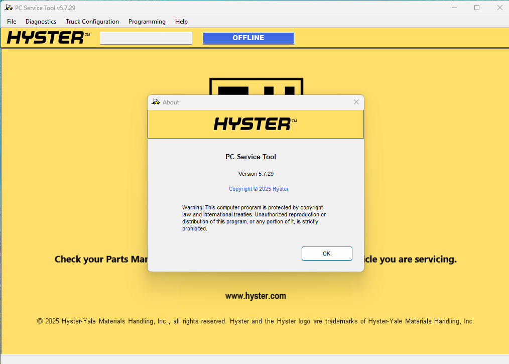 How To Fix Error Hyster Forklift PCST V5.7.29 2026 Diagnostic Program Developer Level (1)