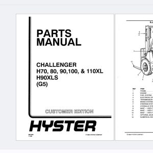 Hyster Forklift H70XL H110XL H90XLS G0005 Parts Manual 897526 (1)