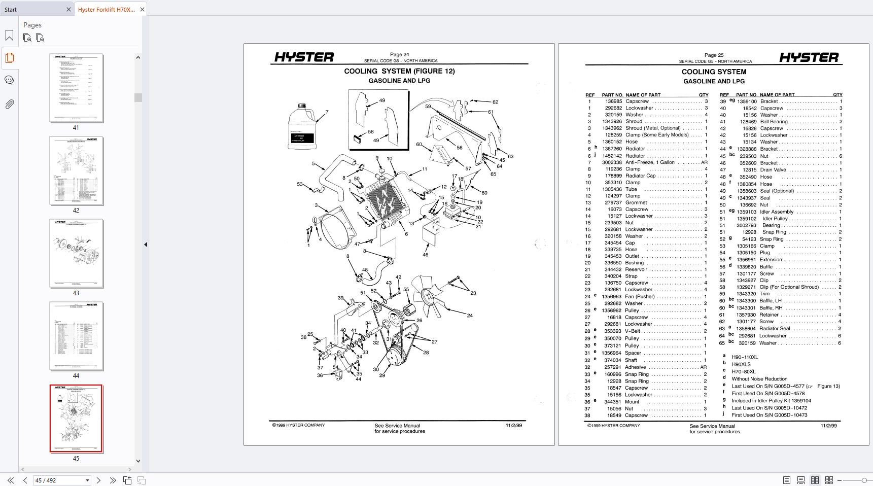 Hyster Forklift H70XL H110XL H90XLS G0005 Parts Manual 897526 (2)