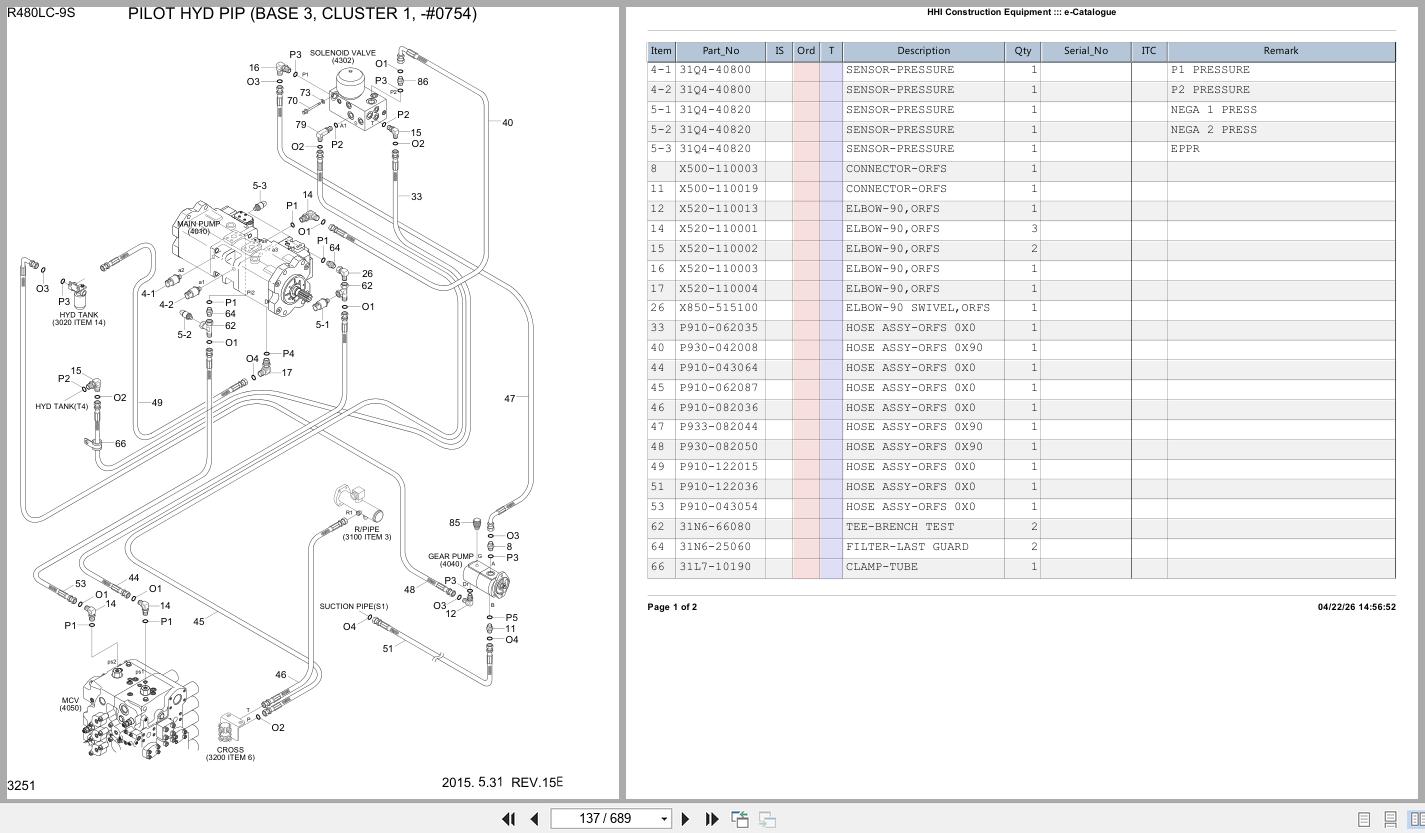 Hyundai Crawler Excavator R480LC 9S Spare Parts Catalog 2