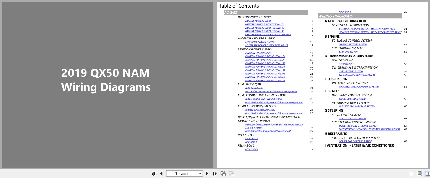 Infiniti QX50 NAM 2019 APRIL 2024 Electrical Wiring Diagrams (1)