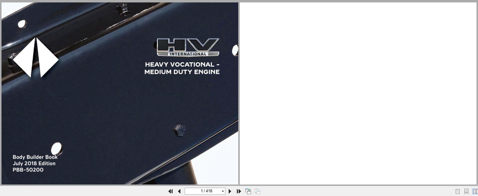 International Truck HV Series Heavy Vocational Medium Duty Engine Body Builder Book PBB 50200 2018 (1)