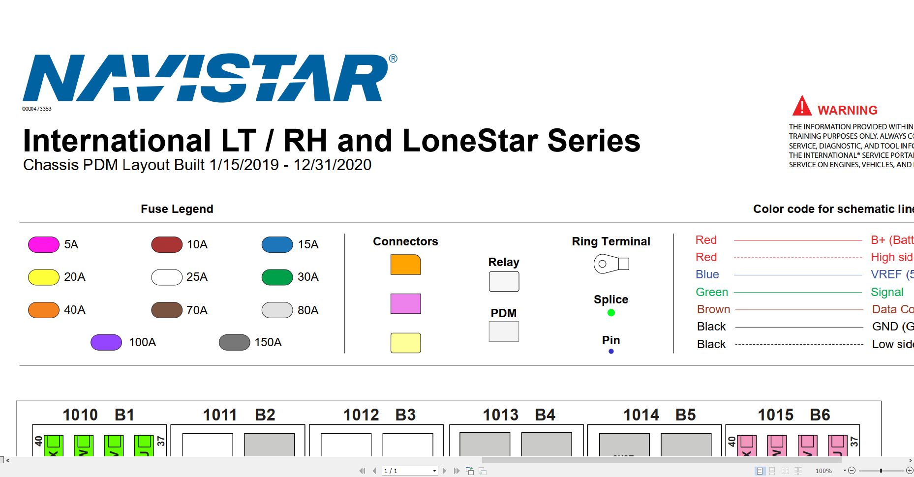 International Truck LT RH Lonestar Series Chassis PDM Layout Circuit Diagram 0000463983 (1)