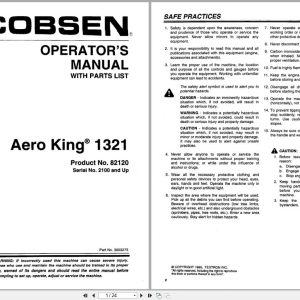 Jacobsen Aerator Aero King 1321 Operators Parts Manual 3003275 1995 (1)