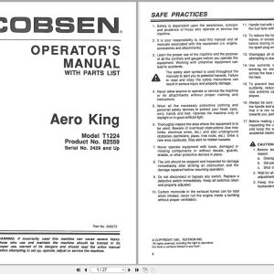 Jacobsen Aerator Aero King T1224 Operators Parts Manual 366273 1991 (1)
