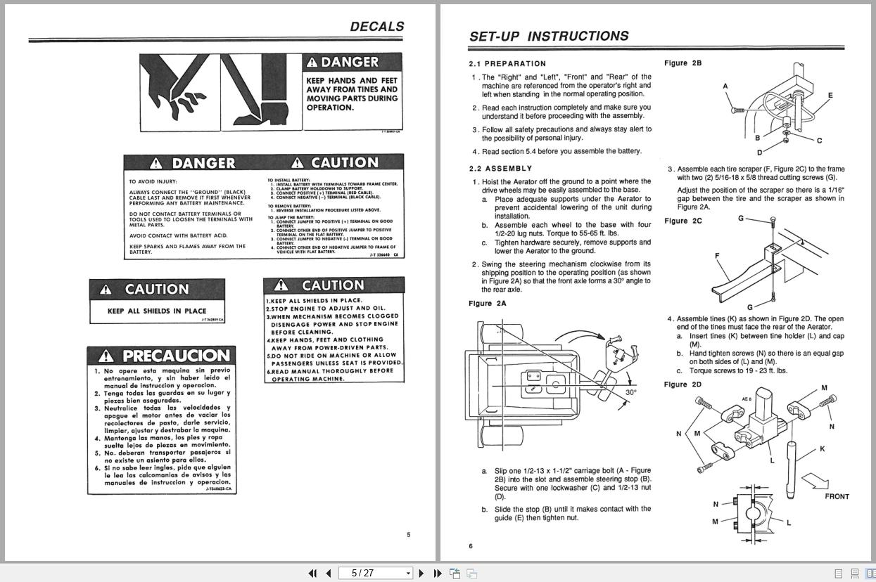 Jacobsen Aerator Aero King T1224 Operators Parts Manual 366273 1991 (2)