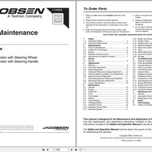 Jacobsen Aerator GA 30 Parts Maintenance Manual 4139908 2005 (1)