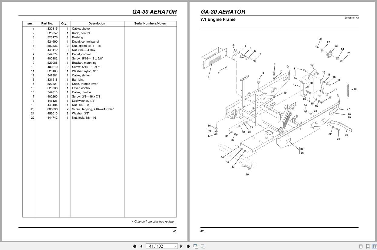 Jacobsen Aerator GA 30 Parts Maintenance Manual 4139908 2005 (3)