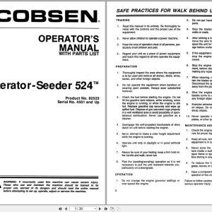 Jacobsen Aerator Seeder 524 Operators Manual And Parts List 364570 (1)