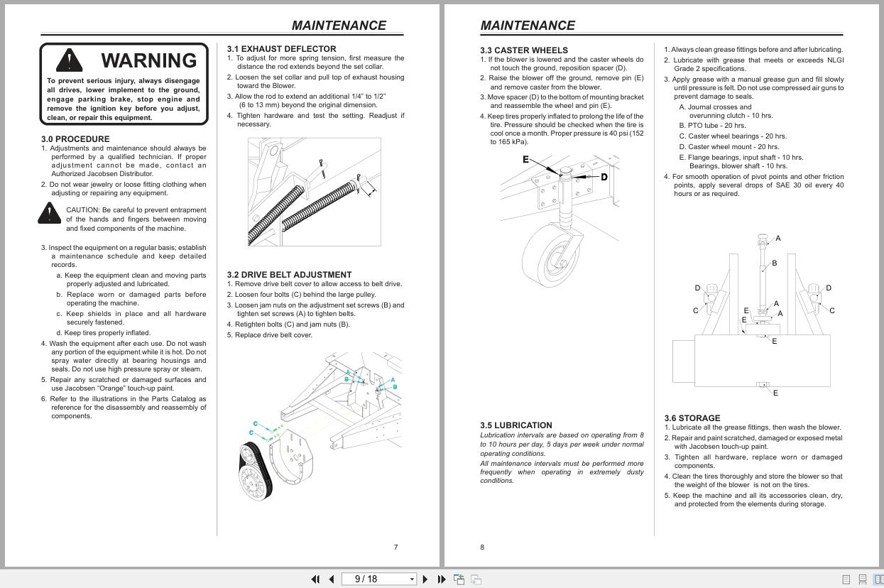 Jacobsen Blower B 40 Accessory Parts Manual 09409 1996 (2)