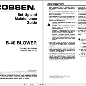 Jacobsen Blower B 40 Setup Maintenance Guide Parts 3003942 1996 (1)