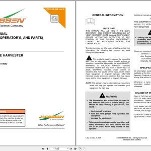 Jacobsen Core Harvester Safety Operation Maintenance Parts Manual 2701525-GB-RD 2000 Jacobsen Core Harvester Safety Operation Maintenance Parts Manual 2701525 Gb Rd 2000 (1)