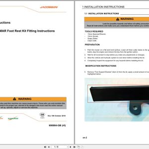 Jacobsen Cylinder Trim Mower TR320 TR330 Foot Rest Kit Fitting Instructions 690884 GB 2018 (1)