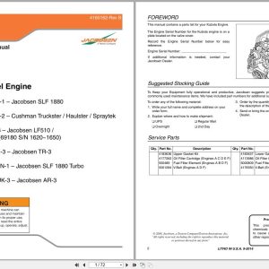 Jacobsen Diesel Engine D1105 E3B TXRN 1 to D1105 T E3B RNUK 3 Parts Manual 4160162 B 2014 (1)