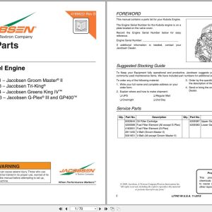 Jacobsen Diesel Engine D722 E3B TXRN 1 to D722 E3B RUNK 3 Engine Parts Manual 4189622 B 2015 (1)
