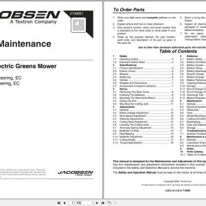 Jacobsen Electric Greens Mower E Plex II 88116 88117 Parts Maintenance Manual 413989 2006 (1)