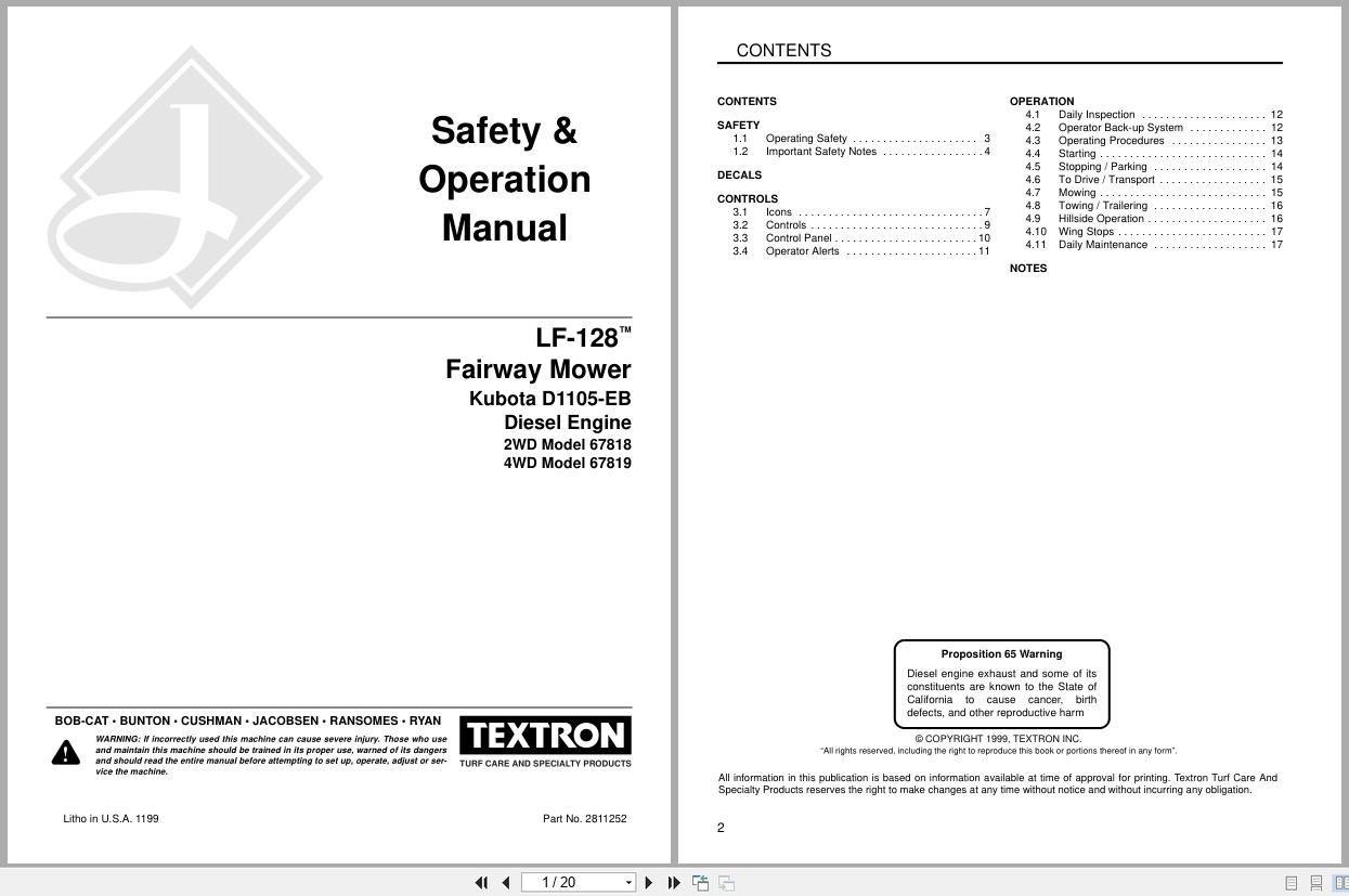 Jacobsen Fairway Mower LF 128 Safety Operation Manual 2811252 1999 (1)