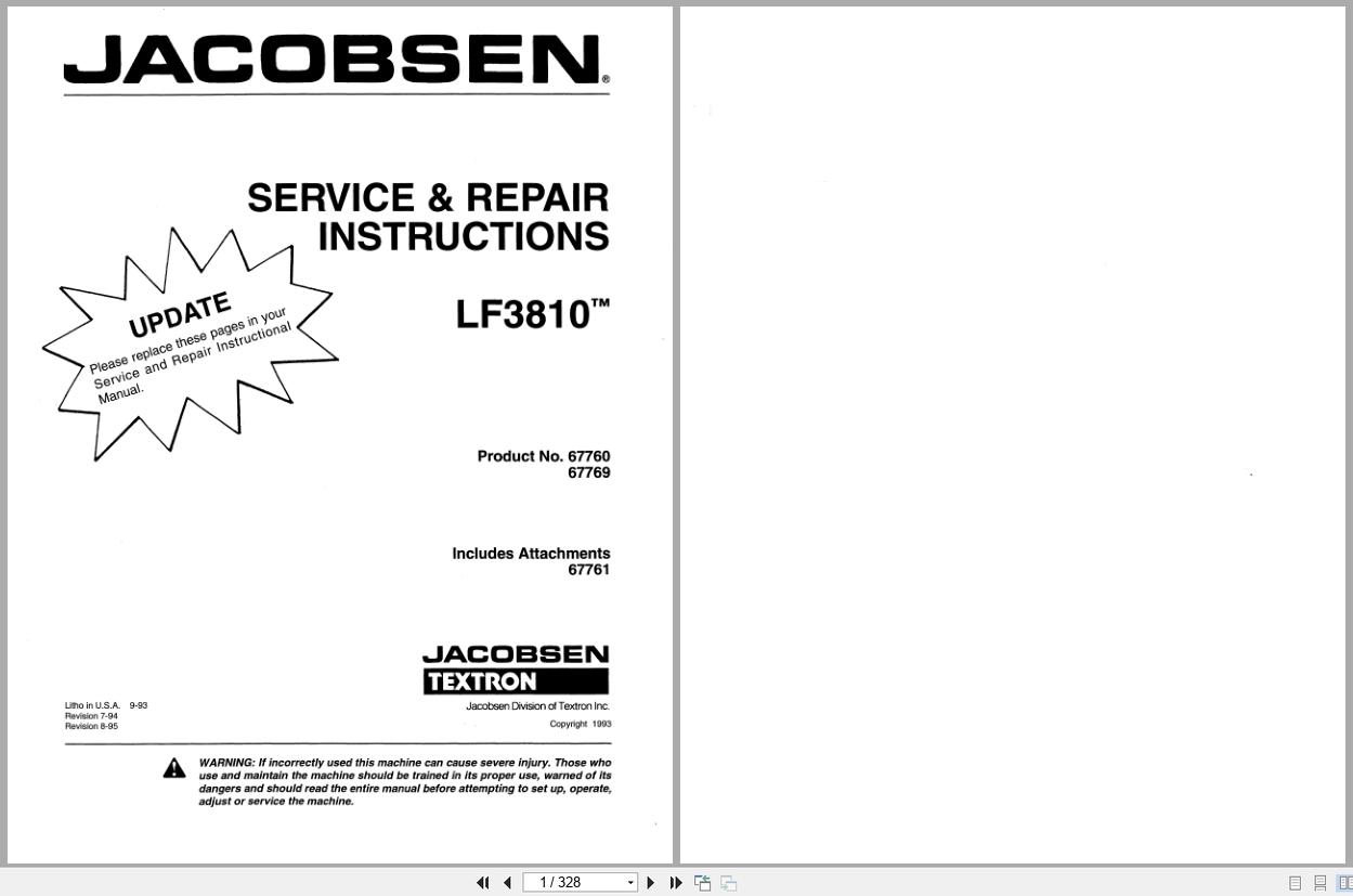 Jacobsen Fairway Mower LF 3810 Service Repair Manual 4192041 1993 (1)