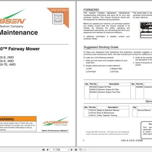 Jacobsen Fairway Mower SLF 1880 Parts Maintenance Manual 4102143 D 2008 (1)