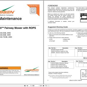 Jacobsen Fairway Mower SLF 1880 Parts Maintenance Manual 4160164 C 2014 (1)