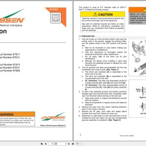 Jacobsen Fairway Mower SLF 1880 Turf Groomer Instruction Sheet 2812002 2008 (1)