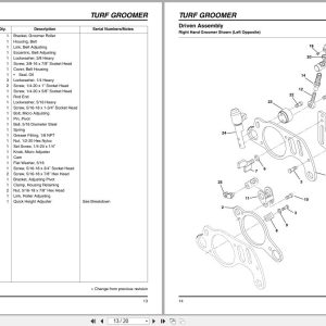 Jacobsen Fairway Mower Slf 1880 Turf Groomer Instruction Sheet 2812002 2008 (3)