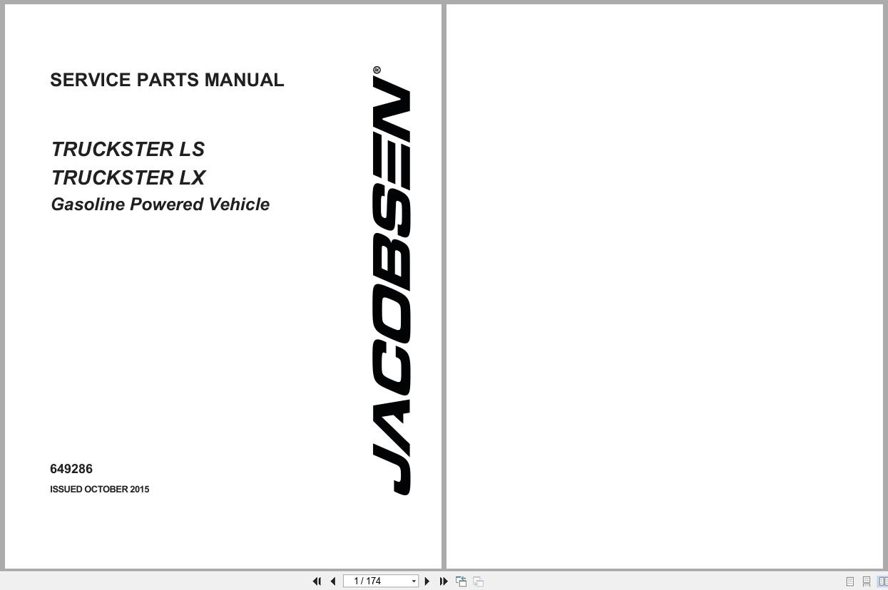 Jacobsen Gasoline Powered Vehicle Truckster LS LX Service Parts Manual 649286 2015 (1)