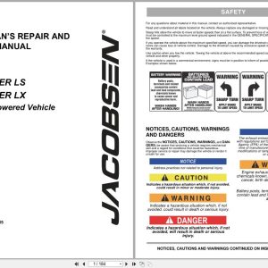 Jacobsen Gasoline Powered Vehicle Truckster LS LX Technical Repair Manual 649287 2015 (1)