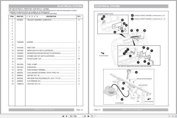 Jacobsen Gasoline Powered Vehicle Truckster Ms Mx Service Parts Manual 649288 2015 (2)