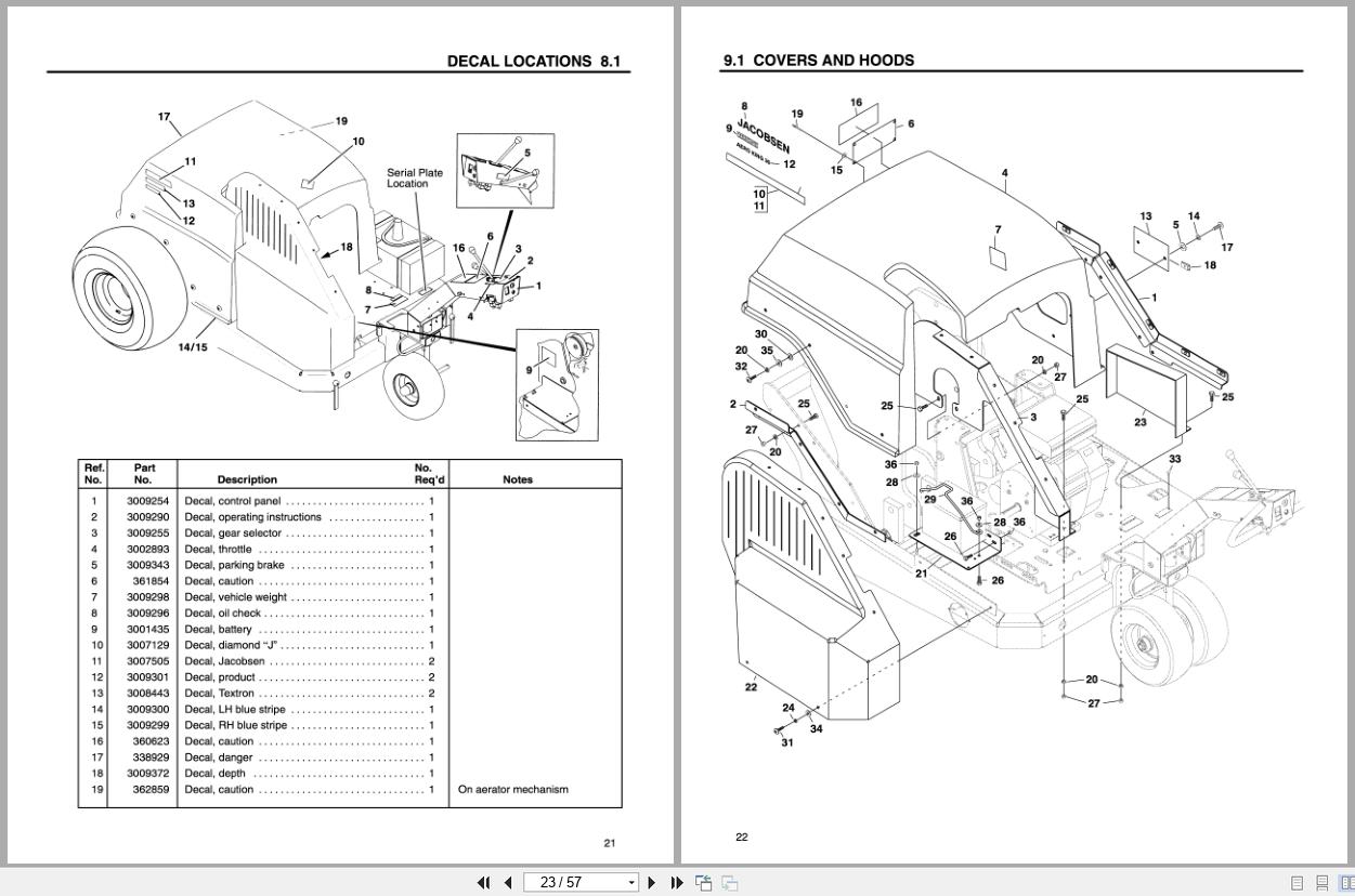 Jacobsen Greens Aerator Aero King 30 Parts Maintenance Manual 3009361 1999 (3)