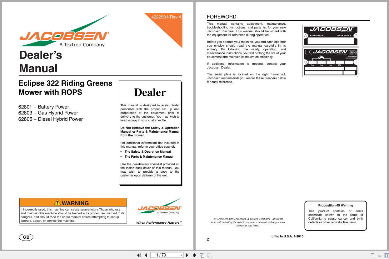 Jacobsen Greens Mower ECLIPSE 322 Dealer Manual 4222981 A 2010 (1)